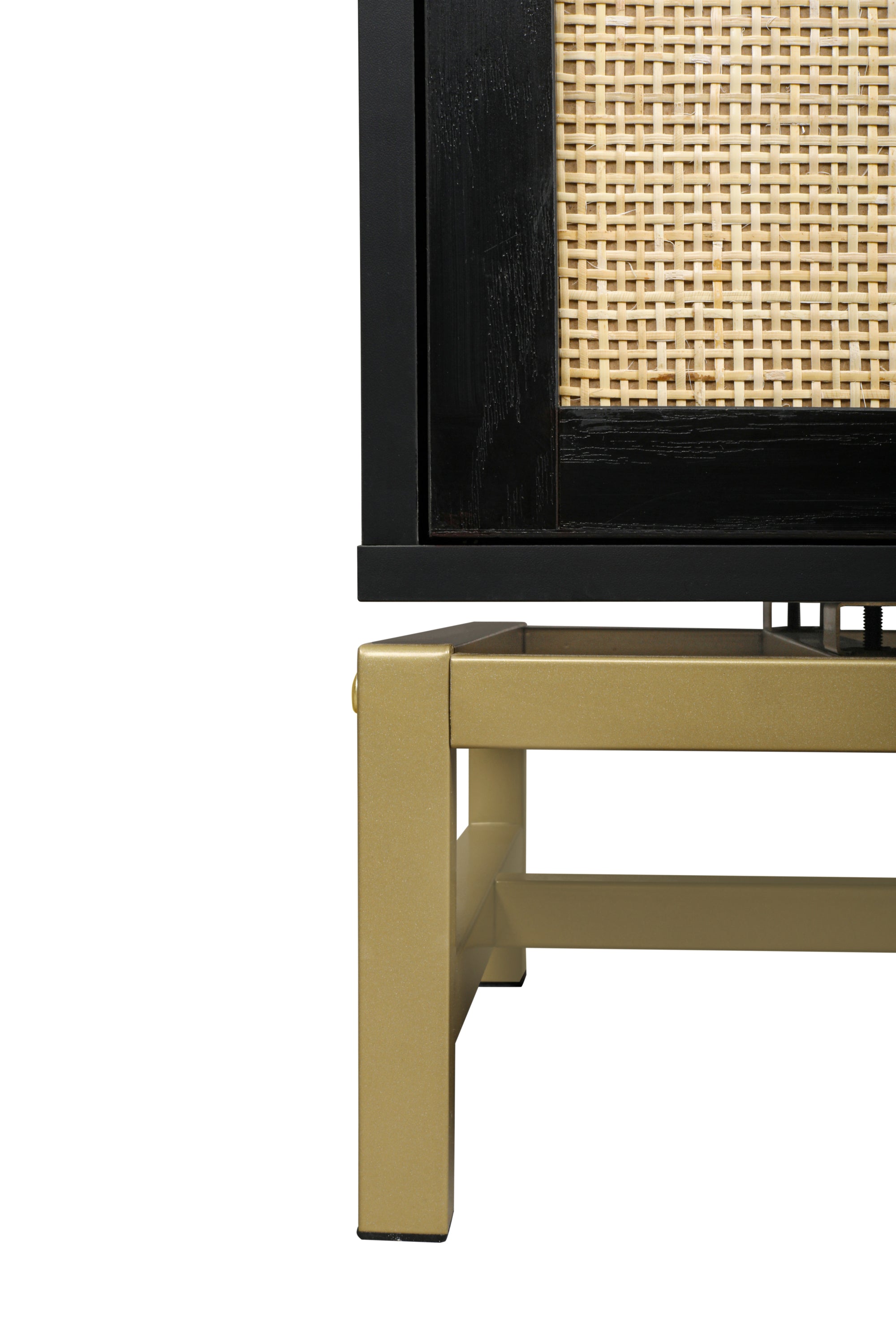 Natural Rattan 2 Door Cabinet - Black
