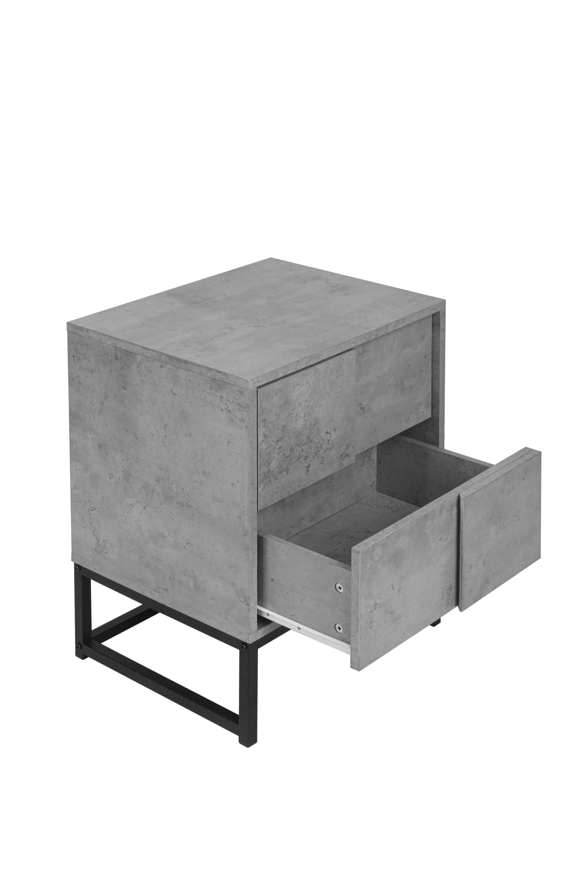 2 Drawer Nightstand,geometric elements - Cement Grey