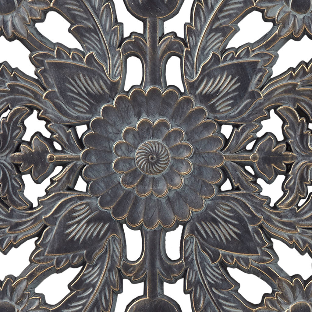 Botanical Panel Distressed Carved Wood 2-piece Wall Decor Set - Antique Blue