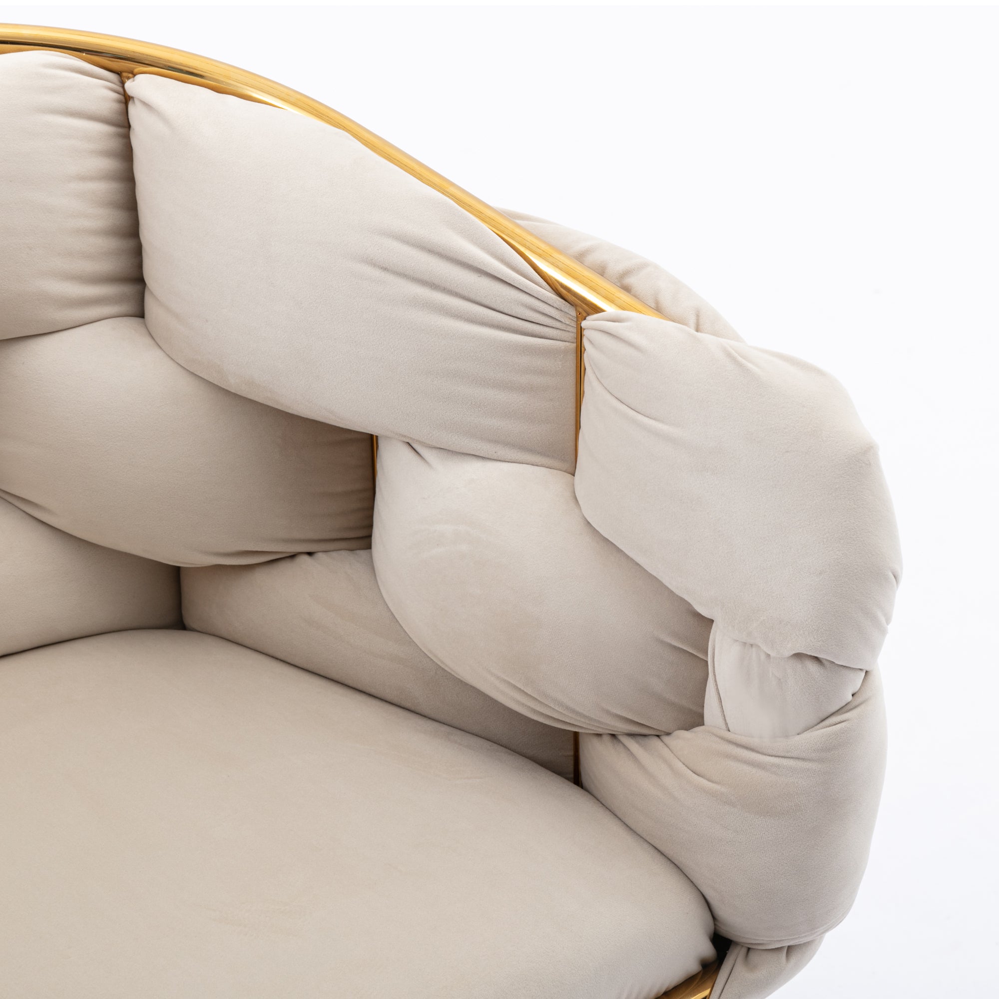 Luxury modern simple leisure velvet single sofa chair - Beige