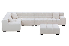 L-Shaped Sectional Sofa Modular Seating Sofa Couch with Ottoman - Beige