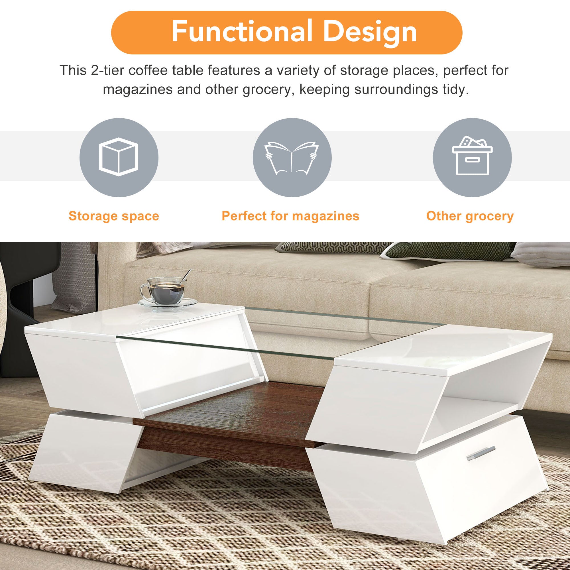 2-Tier Center Table - White