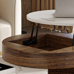 White Sintered Stone Coffee Table Set, 31.5“, Brown (Set of 2)