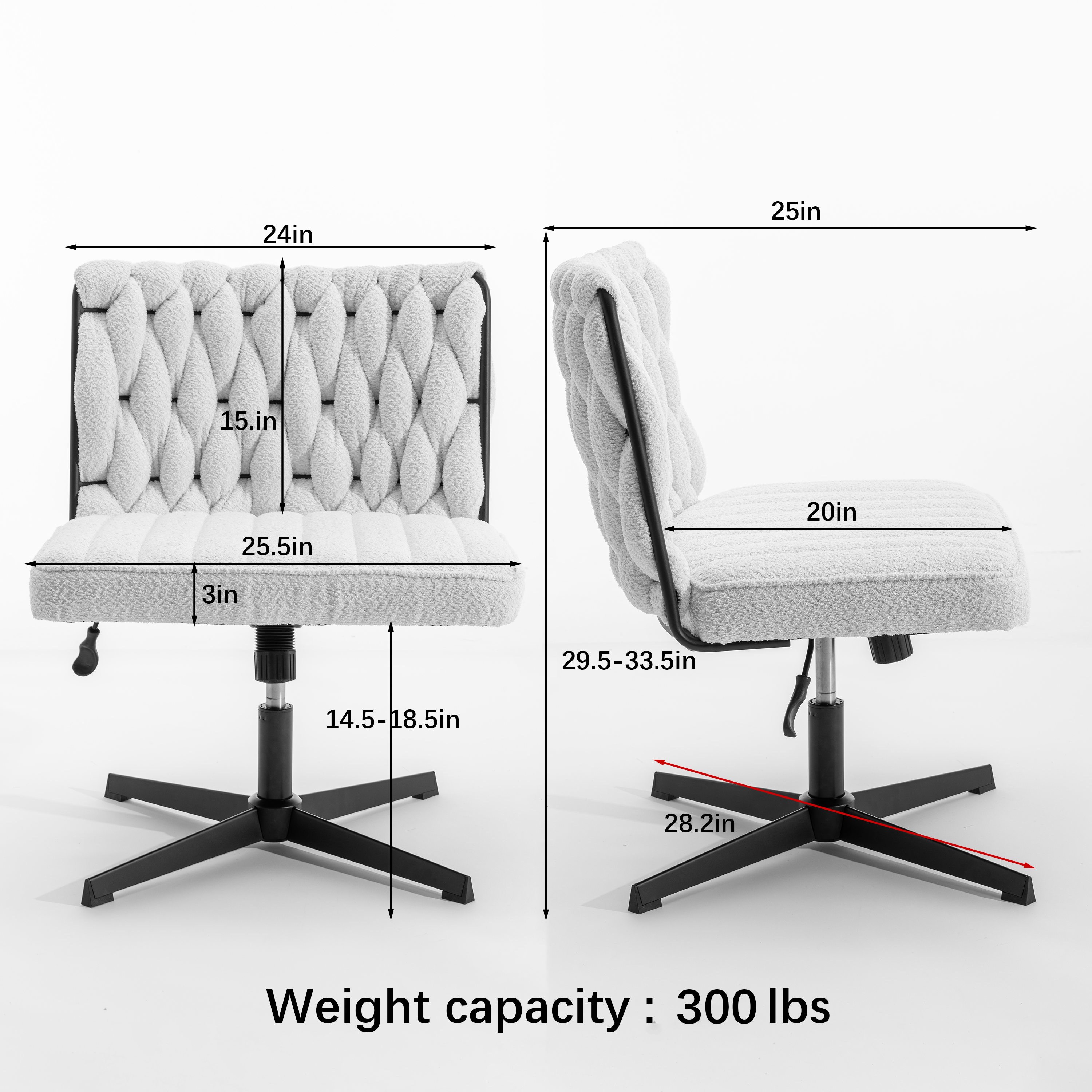 Armless Office Desk Chair No Wheels - Grey