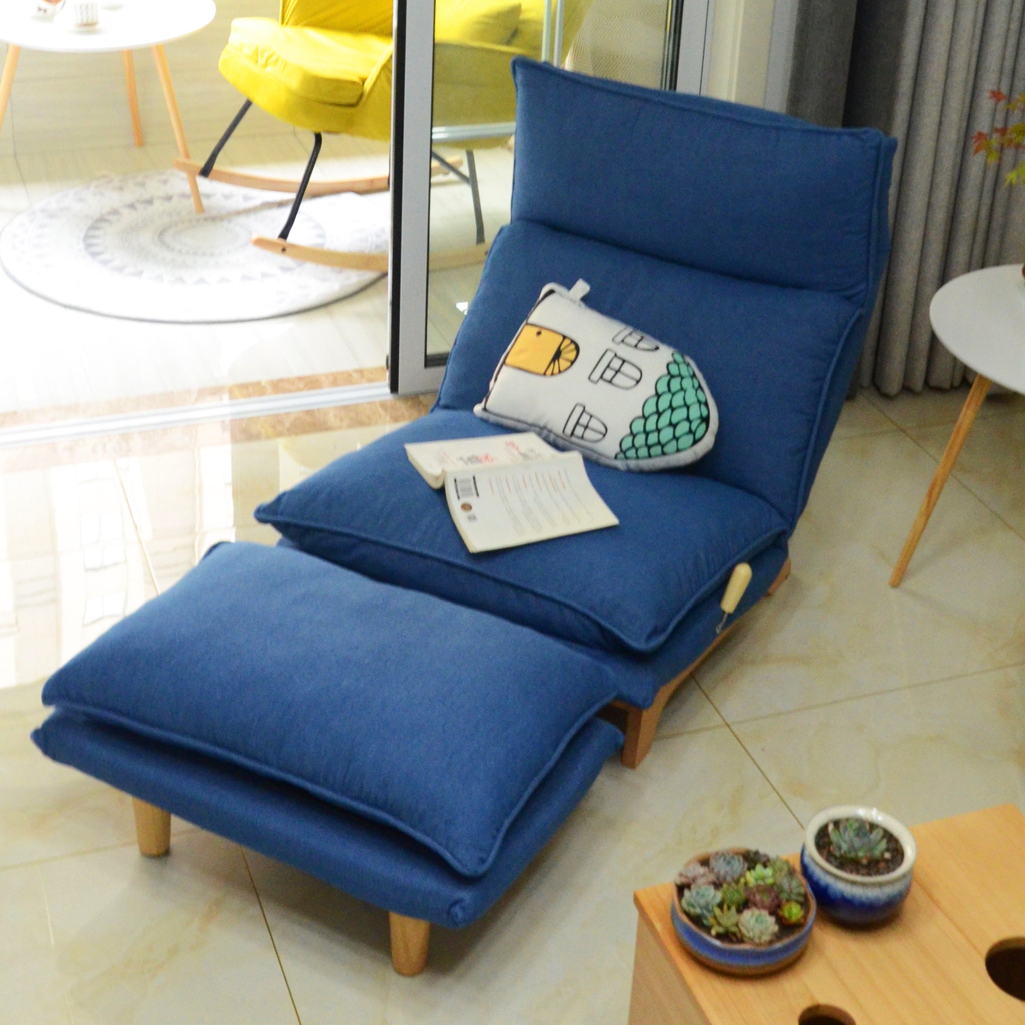 Lazy Sofa Reclining Chair - Dark Blue
