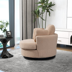 42.2" Cozy Club Chair, Swivel Barrel Chair With 3 Pillows, Swivel Round Sofa Modern Arm Chair - Light Camel