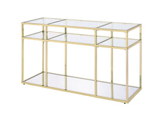 Uchenna Sofa Table, Clear Glass & Gold Finish
