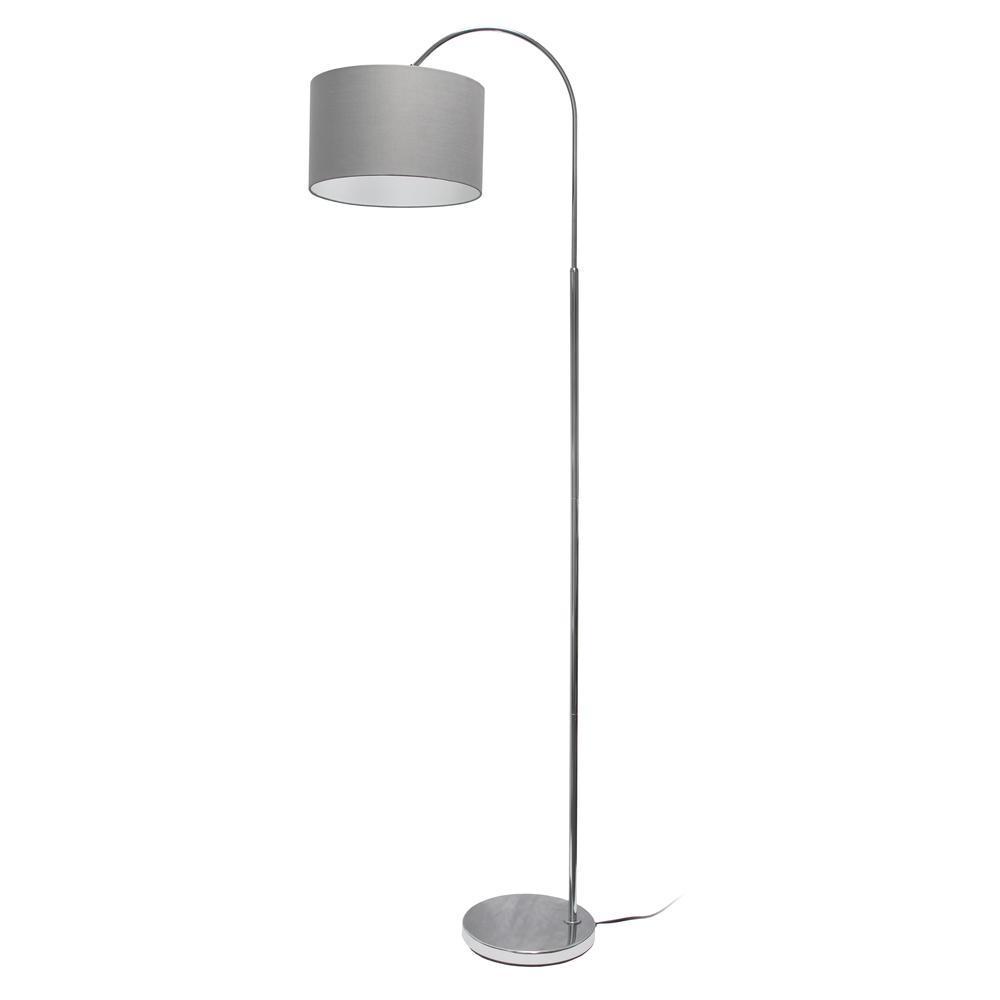 Arched Brushed Nickel Floor Lamp - Grey Shade
