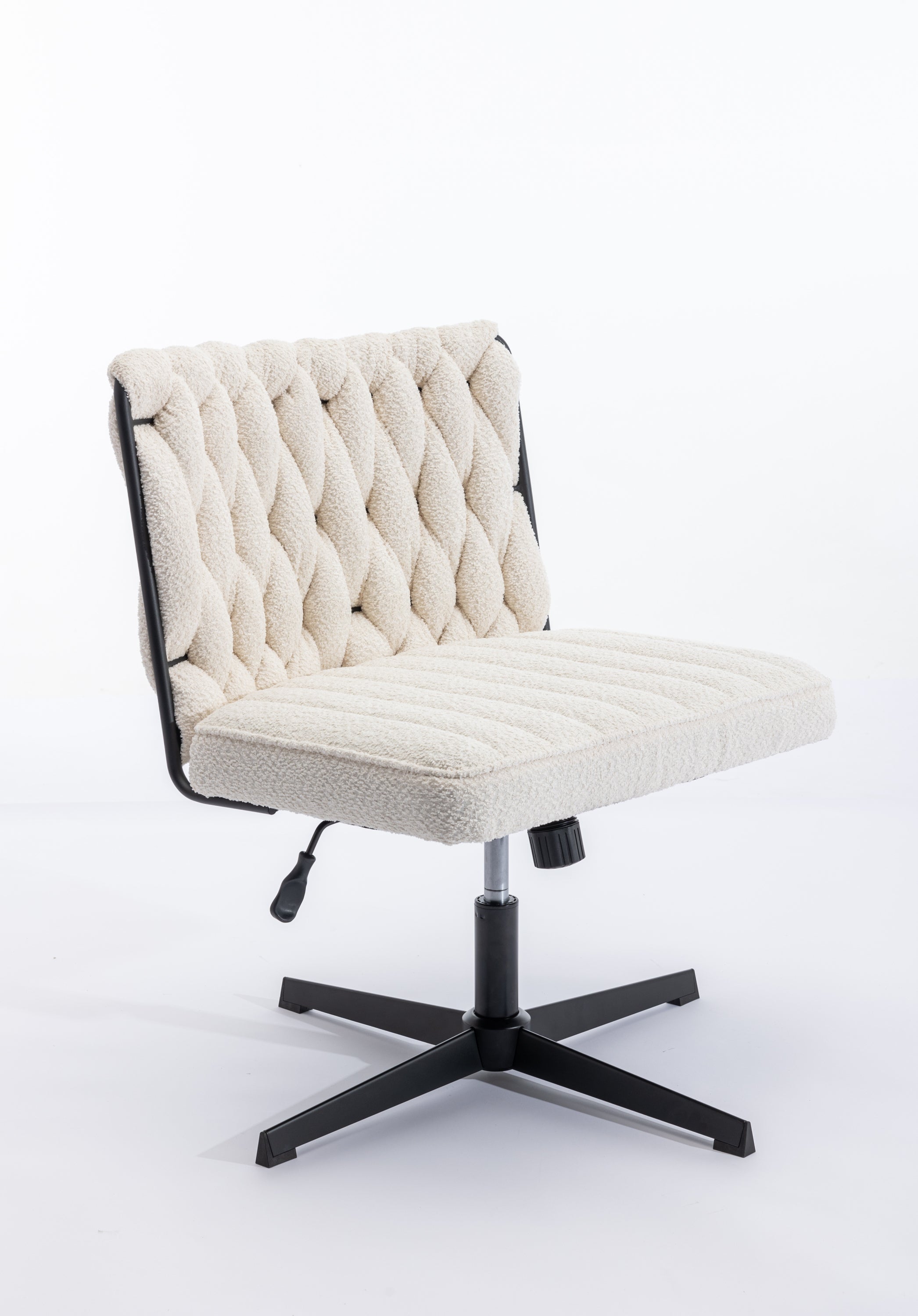 Armless Office Desk Chair No Wheels - White