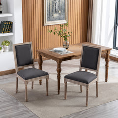 French Style Antique Painting Linen Back Dining Chair (Set of 2) - Grey