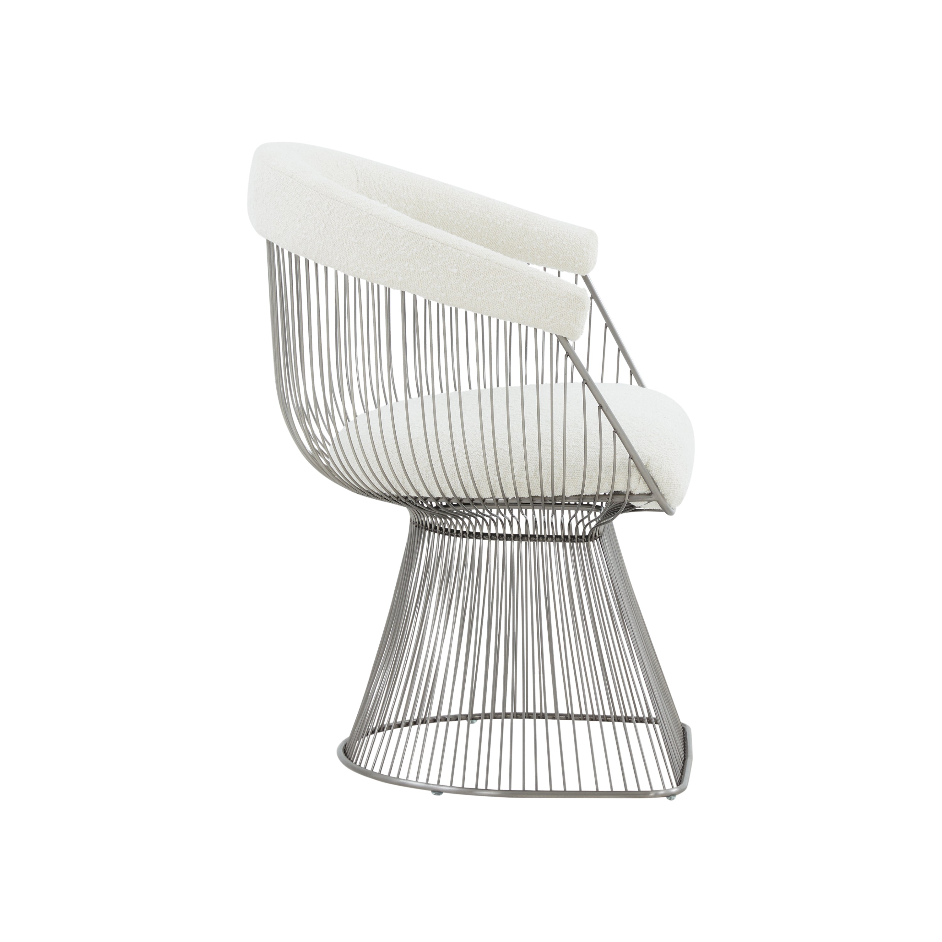 Modern White Shepra and Matte Silver Dining or Accent Chair