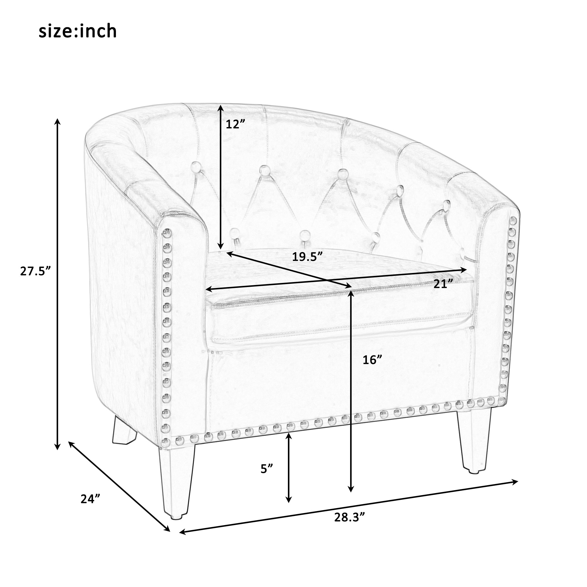 Elegant Club Chair Tufted Barrel Chair - Dark Brown