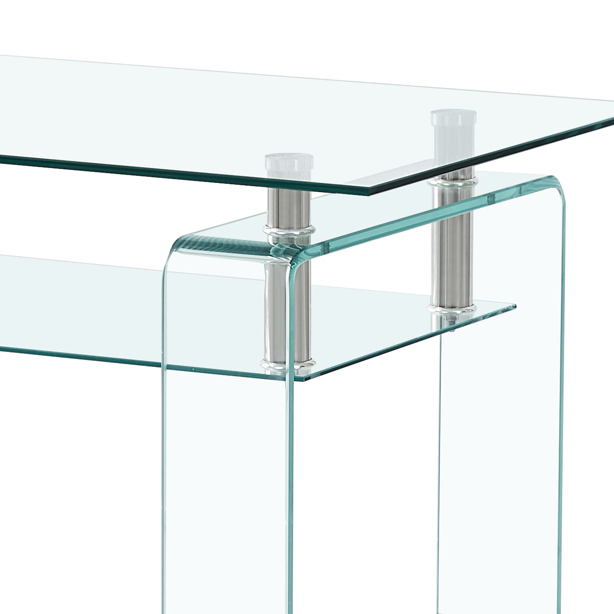 Modern Clear Glass Coffee Table- Tempered Glass