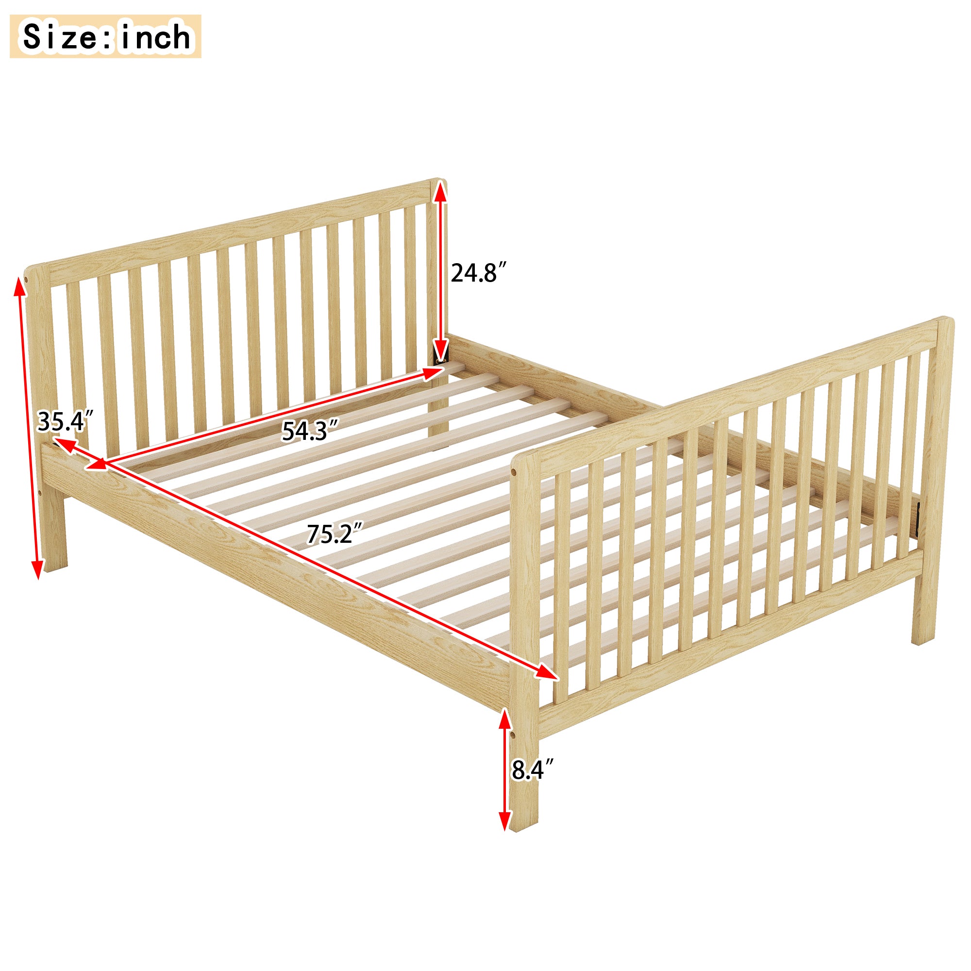 Convertible Crib/Full Size Bed with Changing Table - Natural