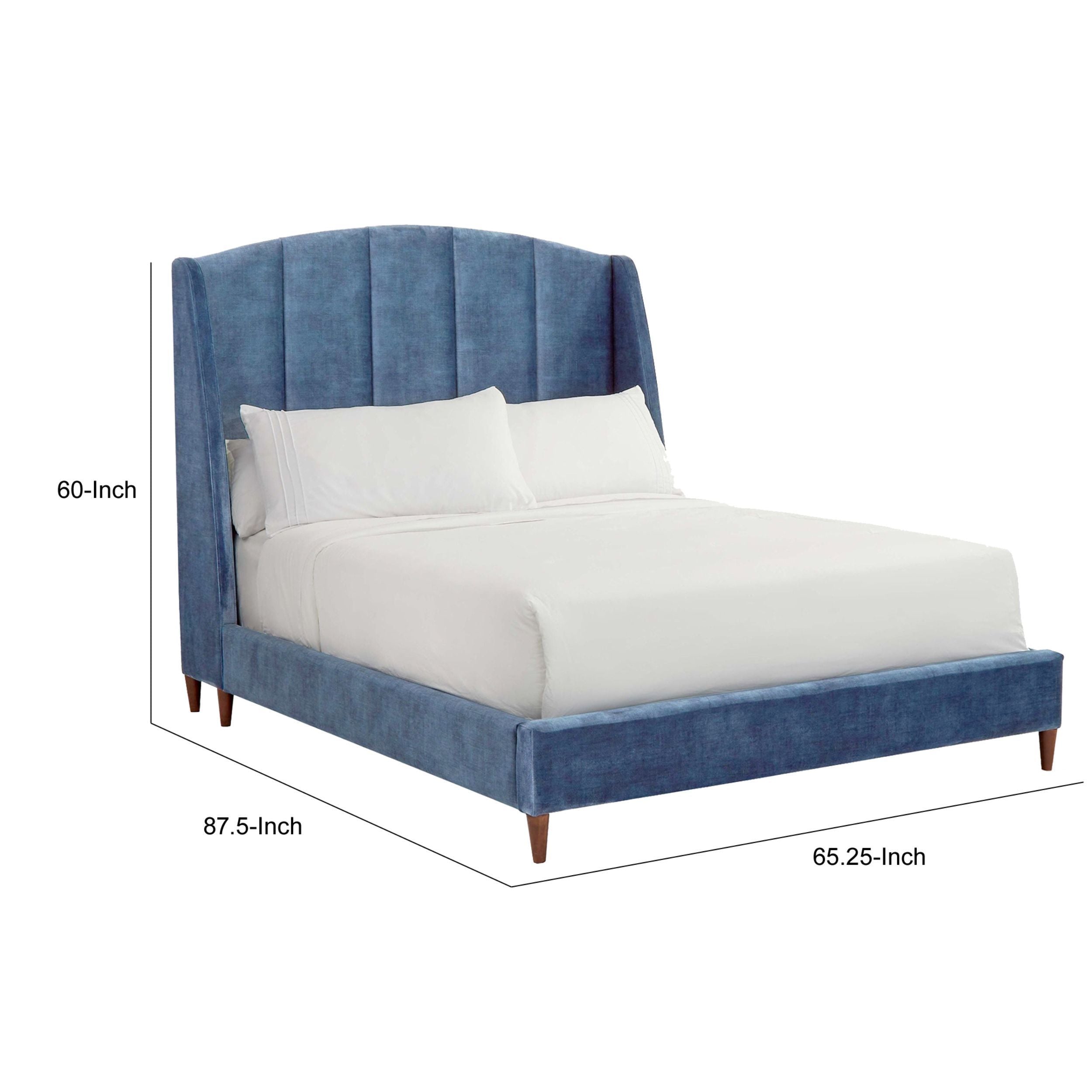 Queen Size Bed Arched Wingback Headboard - Navy Blue