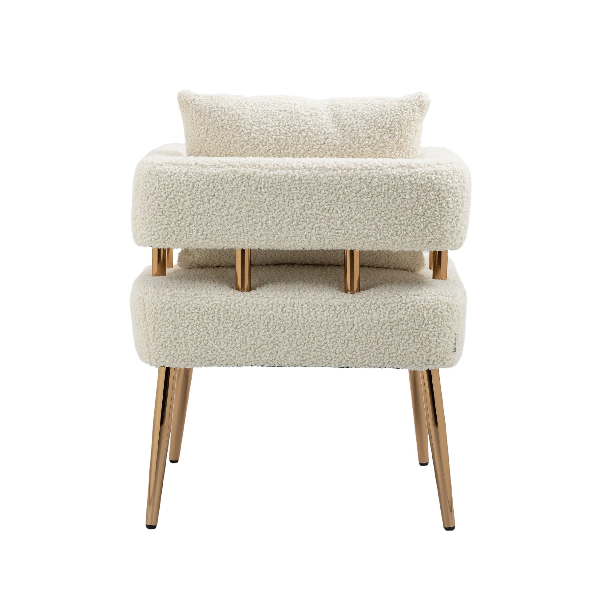 Accent Chair with Golden Feet - White Teddy