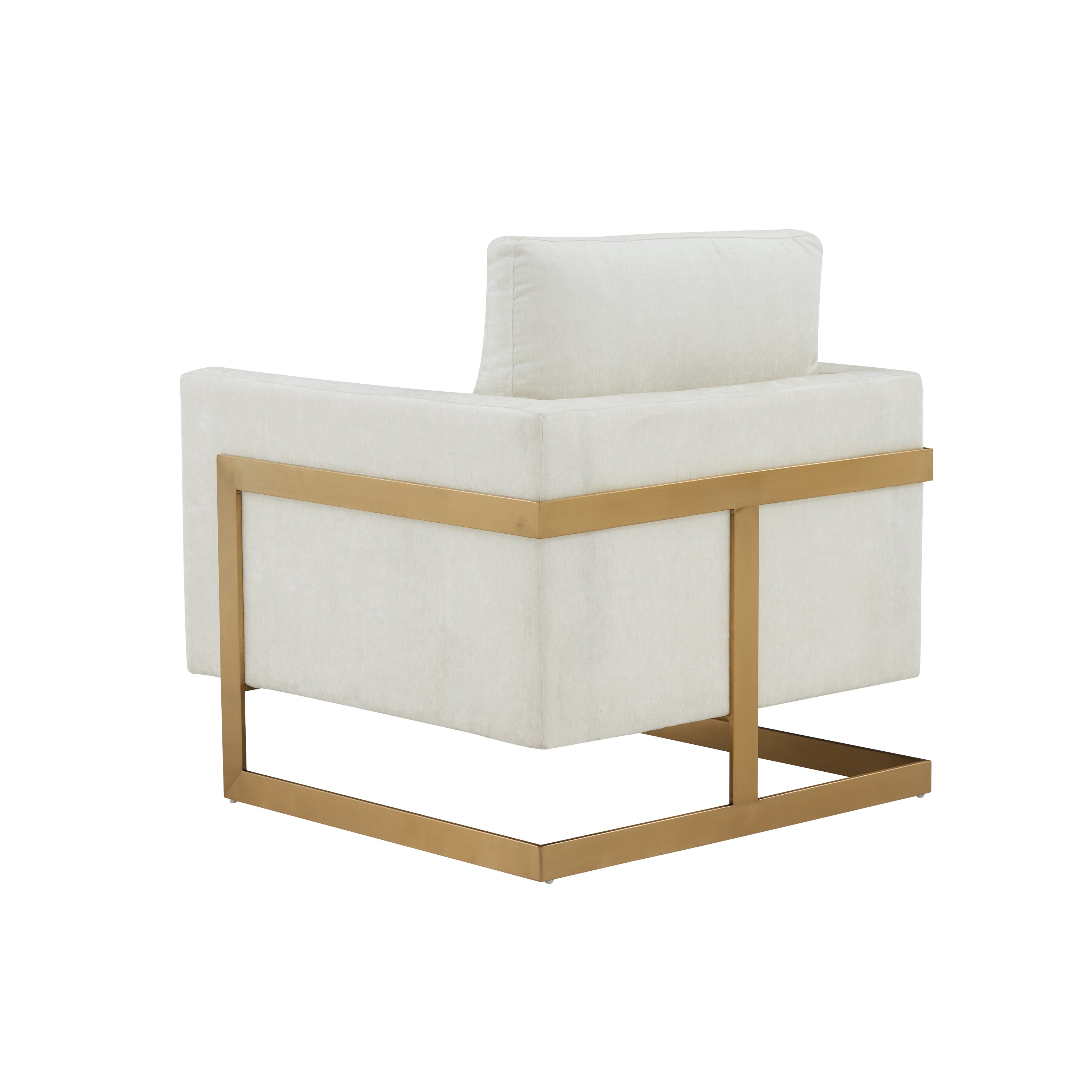 Contemporary Cream & Gold Fabric Accent Chair