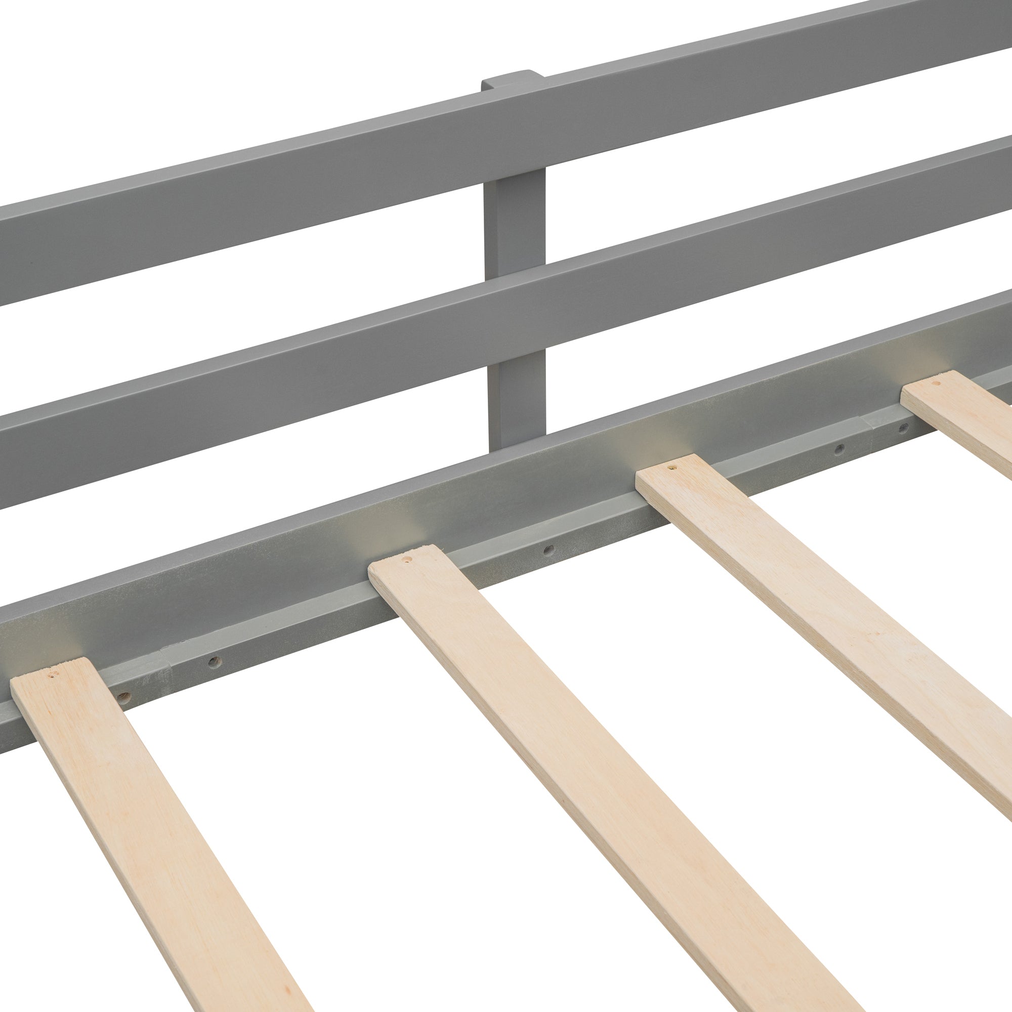 Twin size Loft Wood Bed with Two Storage Boxes - Gray