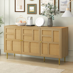 Rattan Cabinet with Adjustable Shelves and Storage