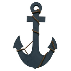 Handcrafted Wood Wall Mount Sea Anchor and Rope Accent Decor - Distressed Blue