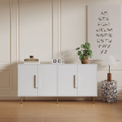 Sideboard Buffet Cabinet with Storage Modern Storage Cabinets with 4 Doors with Handle for Living Room Dining Room Entryway - White