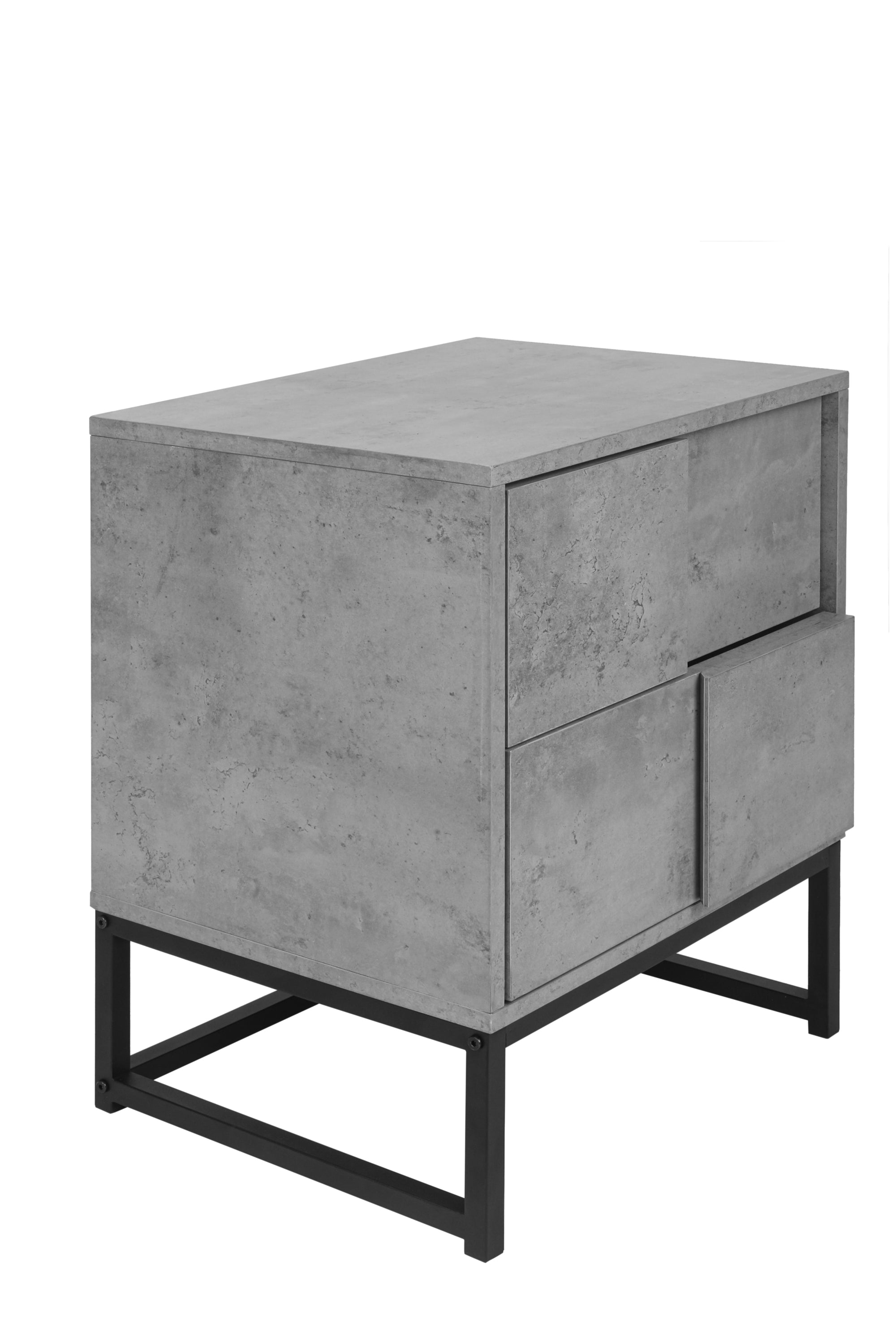 2 Drawer Nightstand,geometric elements - Cement Grey