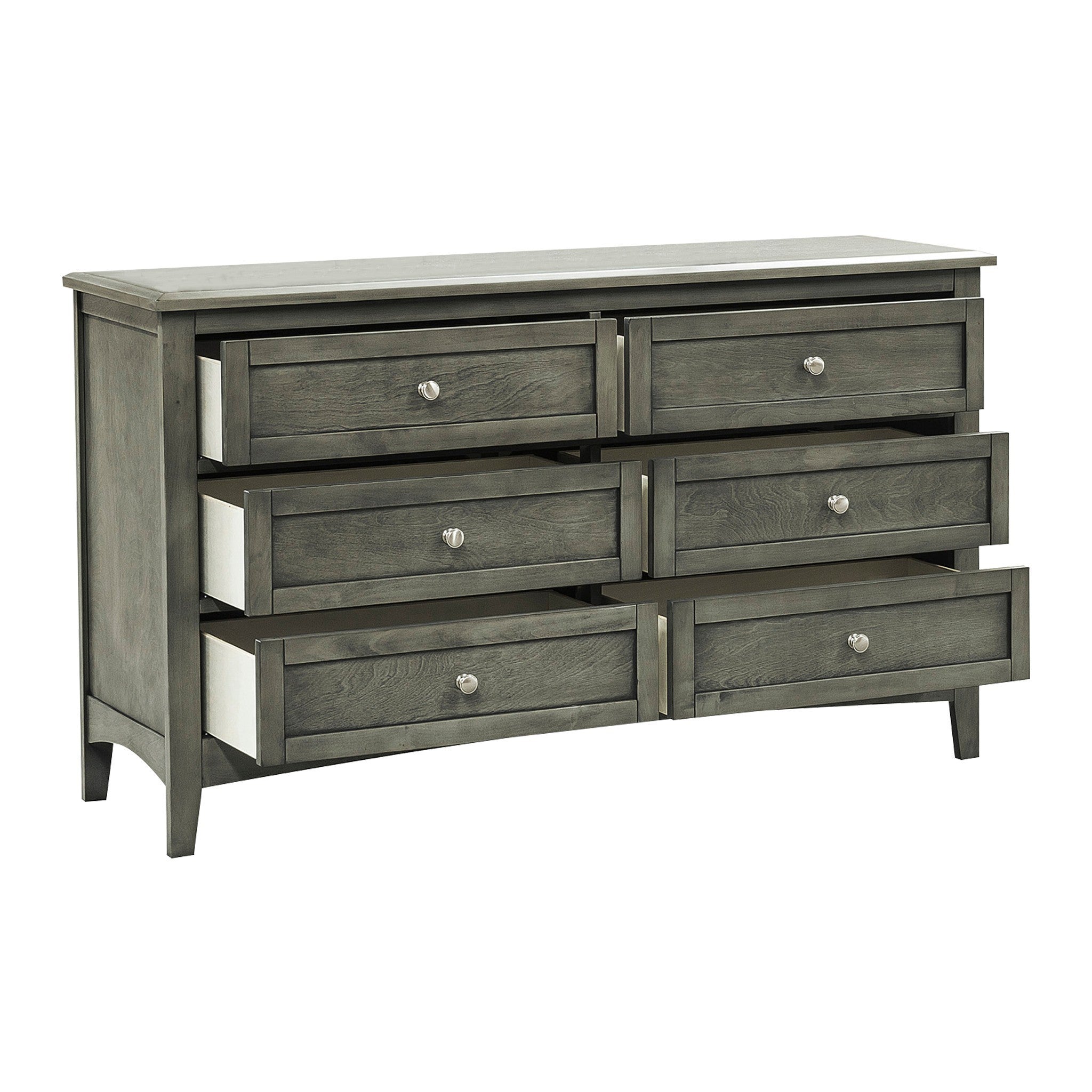 Cool Gray Finish Transitional Style 1pc Dresser of 6x Drawers Birch Veneer Wooden