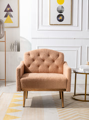Teddy Accent Chair with Rose Golden feet - Camel