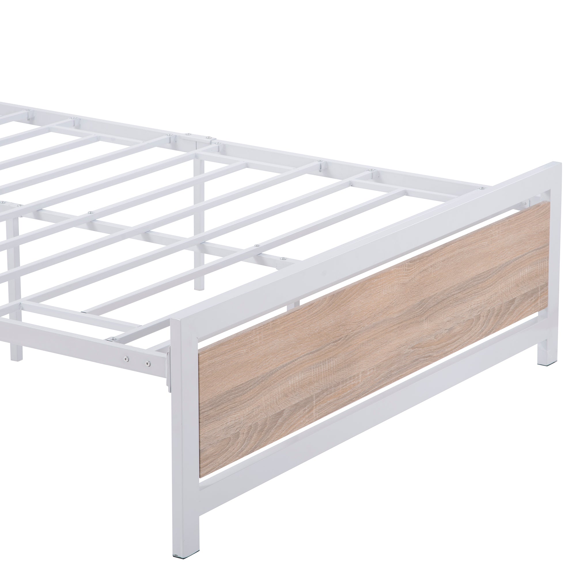 Full Size Platform Bed No Box Spring Needed- White