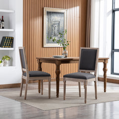 French Style Antique Painting Linen Back Dining Chair (Set of 2) - Grey