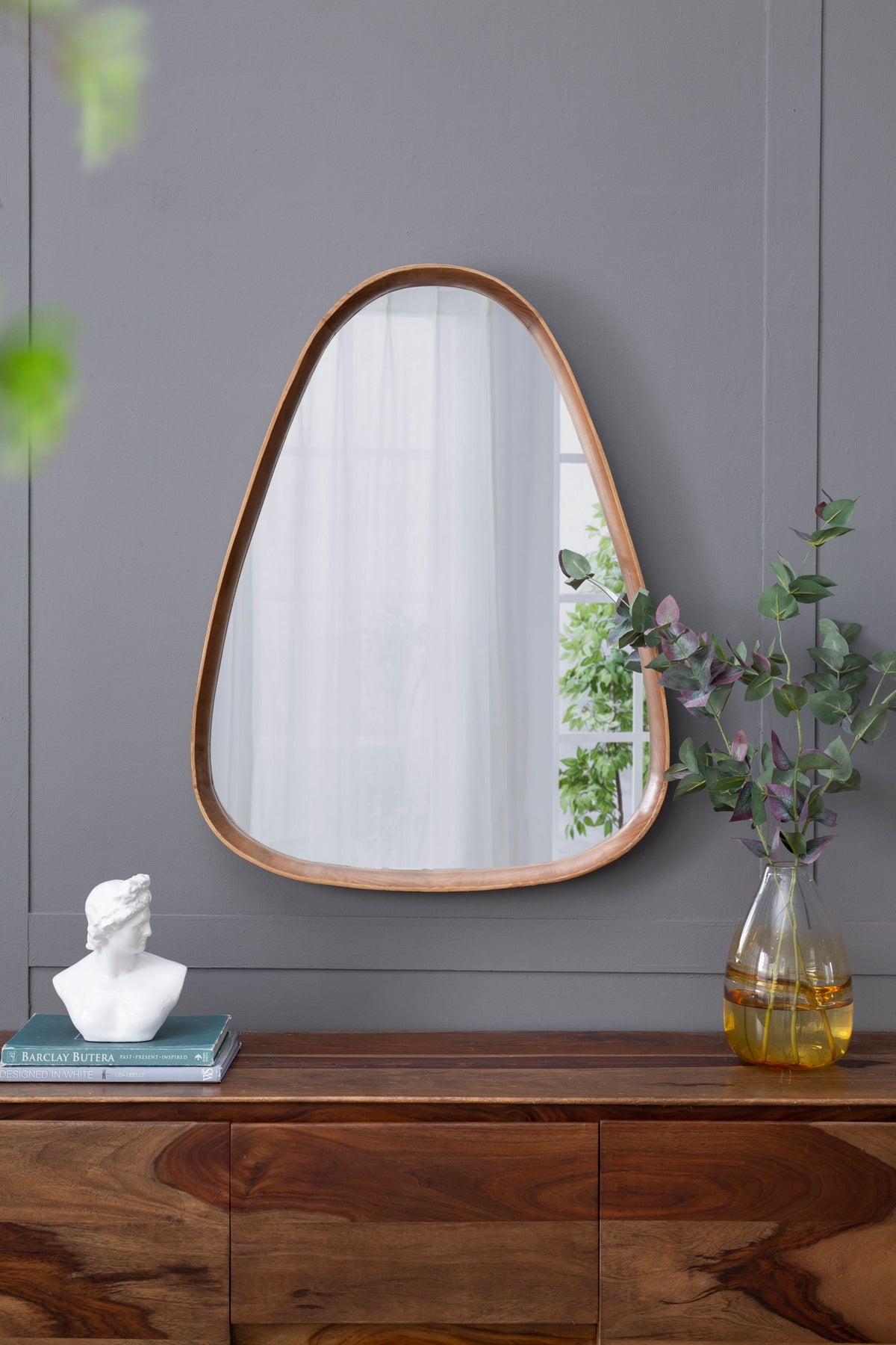 Irregular Mirror with Wood Frame 30"x38"