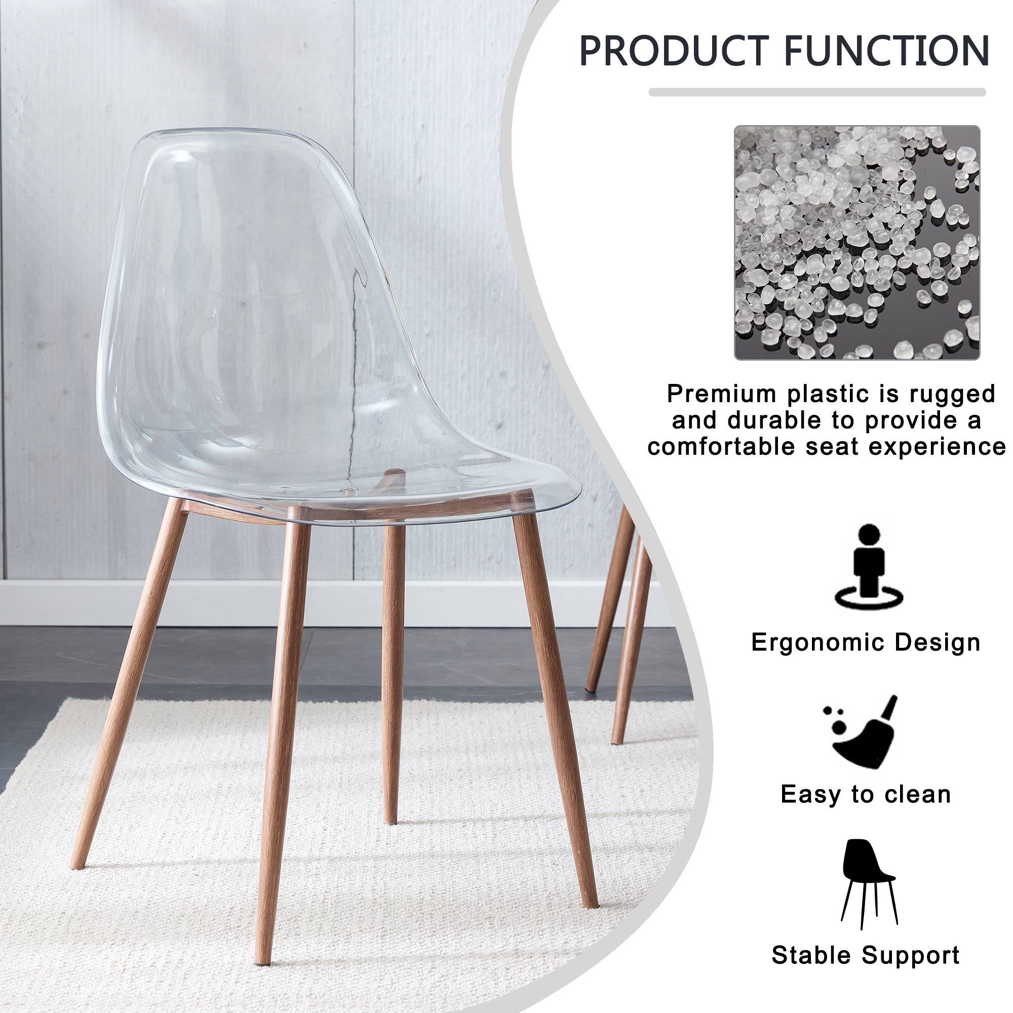 Modern Simple Transparent Dining Chair (Set of 4) - Transparent