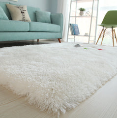 Snow White Long Pile Hand Tufted Shag Area Rug