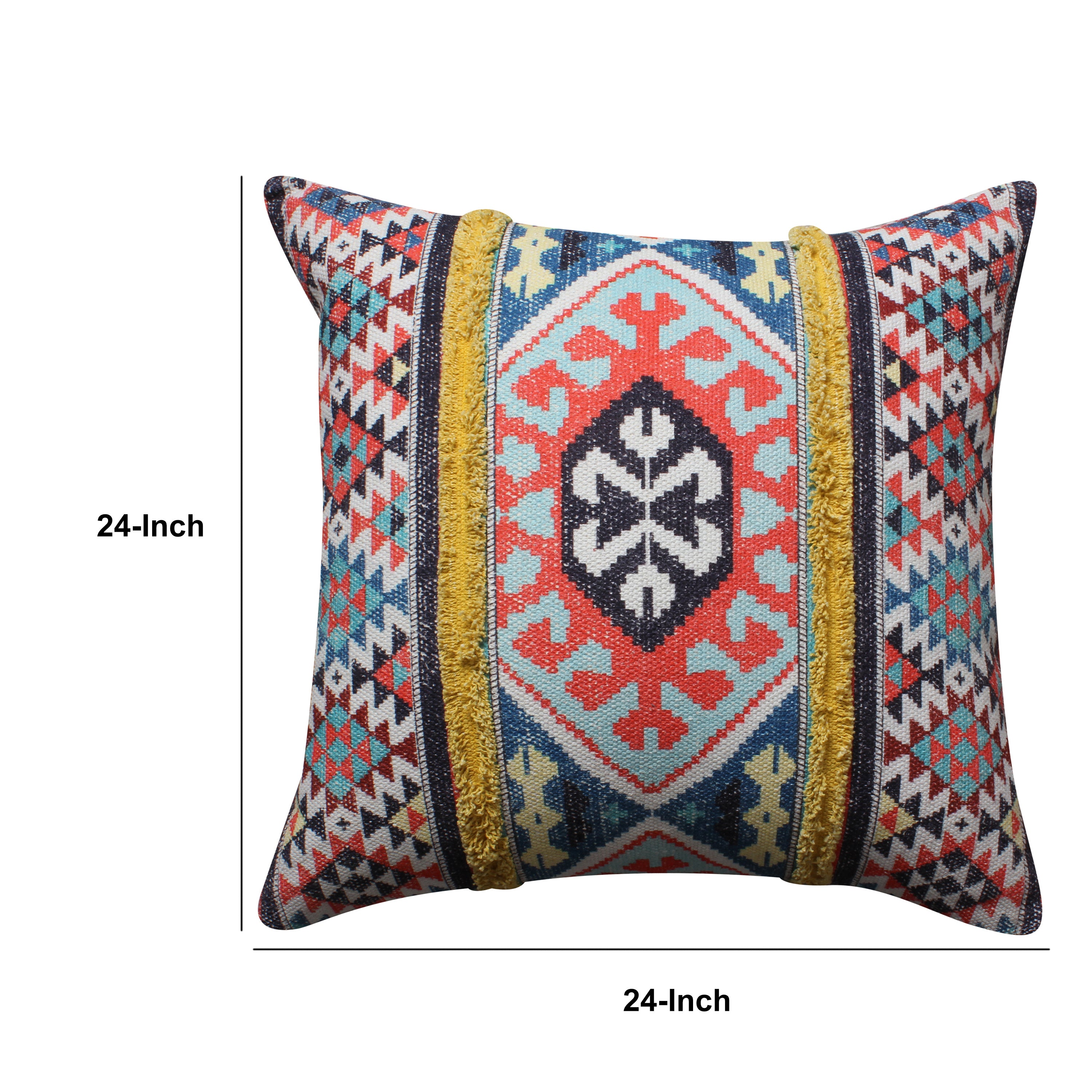 Square Cotton Accent Throw Pillow, Soft Kilim Print - Multicolor