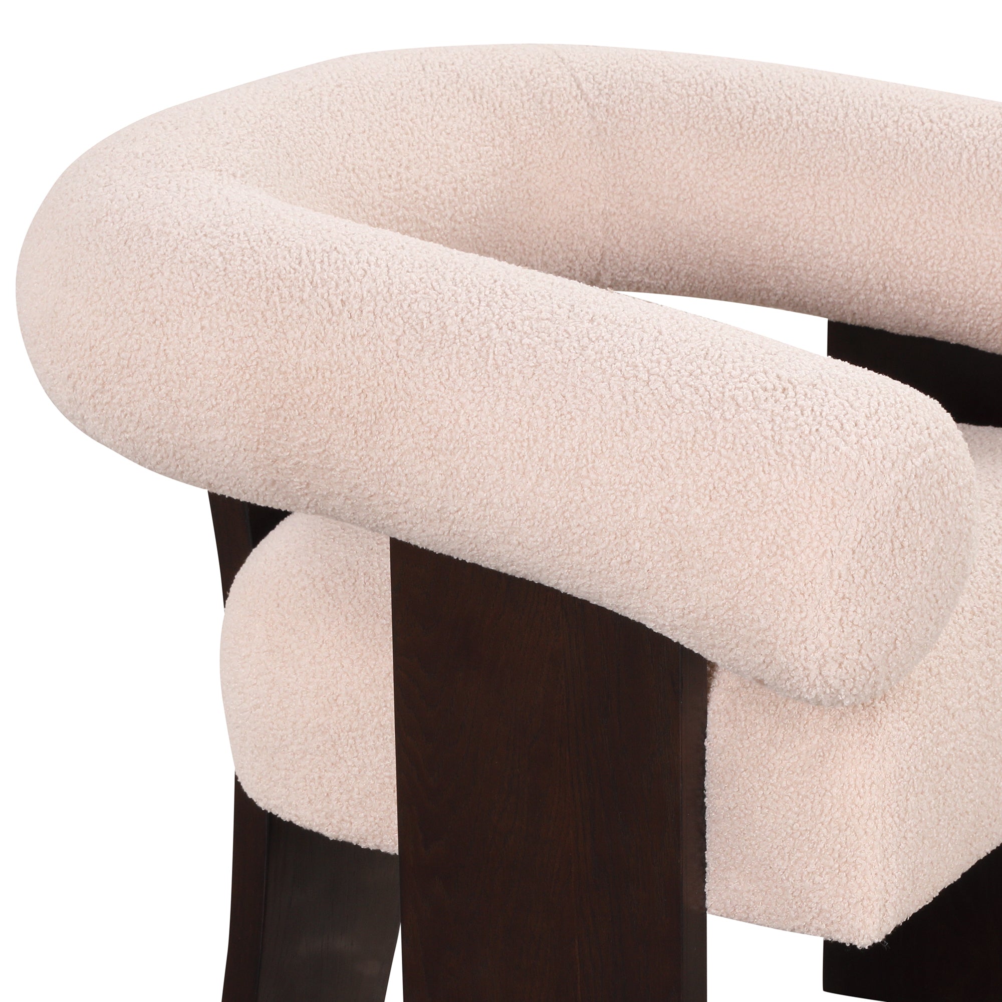 The Curved Wishbone Frame Accent Chair Teddy Velvet - Beige