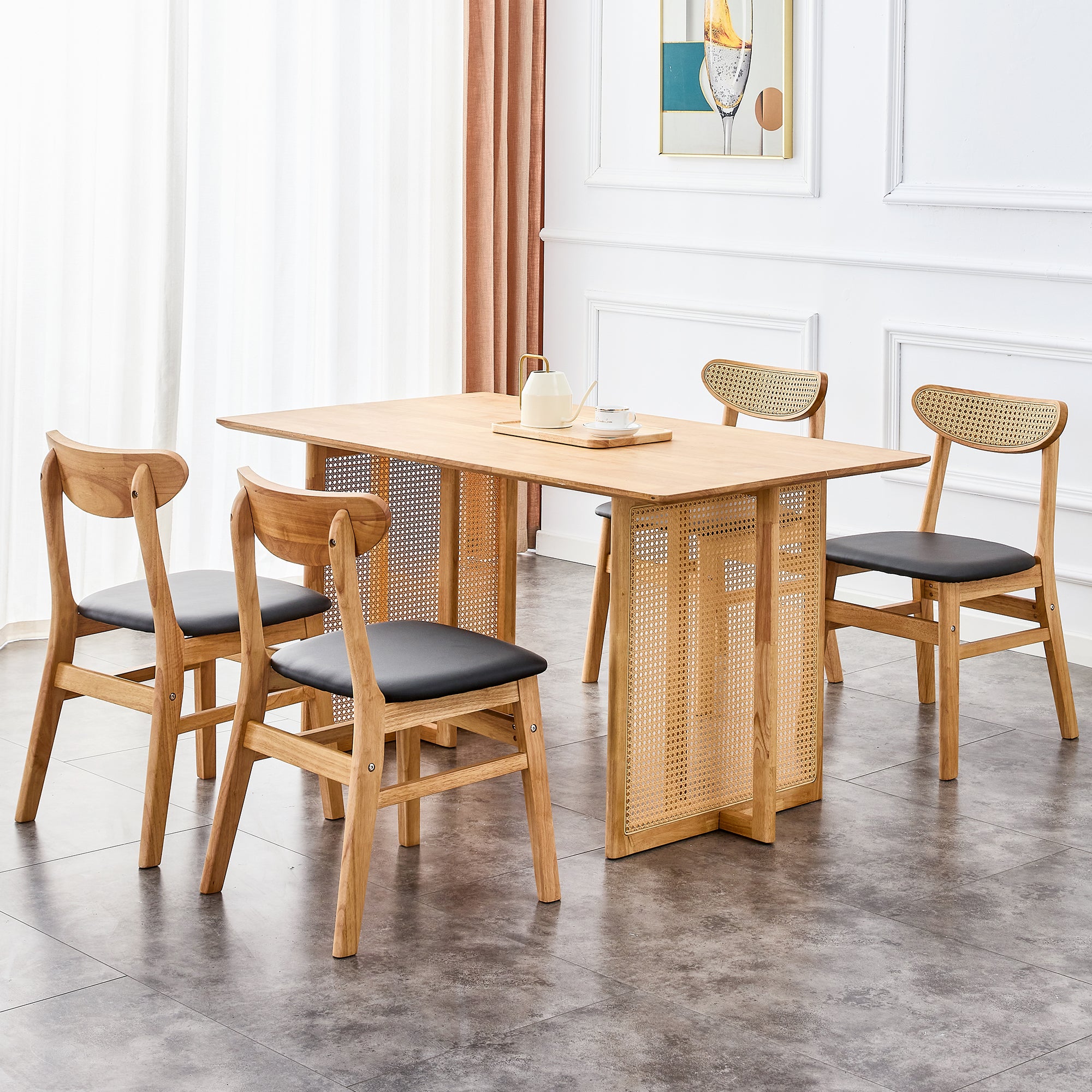 Retro Dining Table MDF Dining Table - Oak