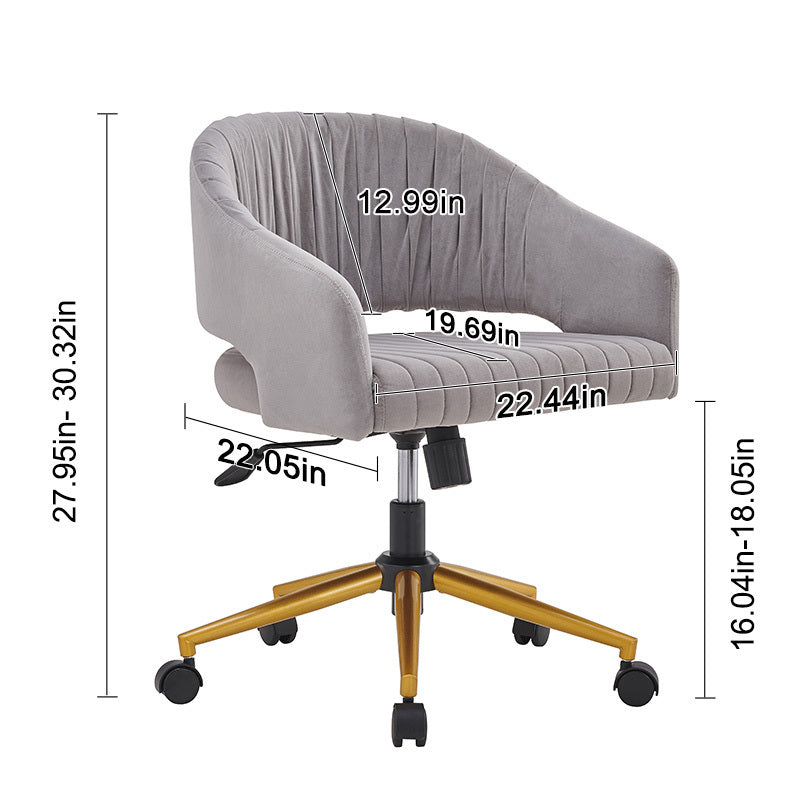 Modern Swivel High Quality Velvet Office Desk Chair - Grey
