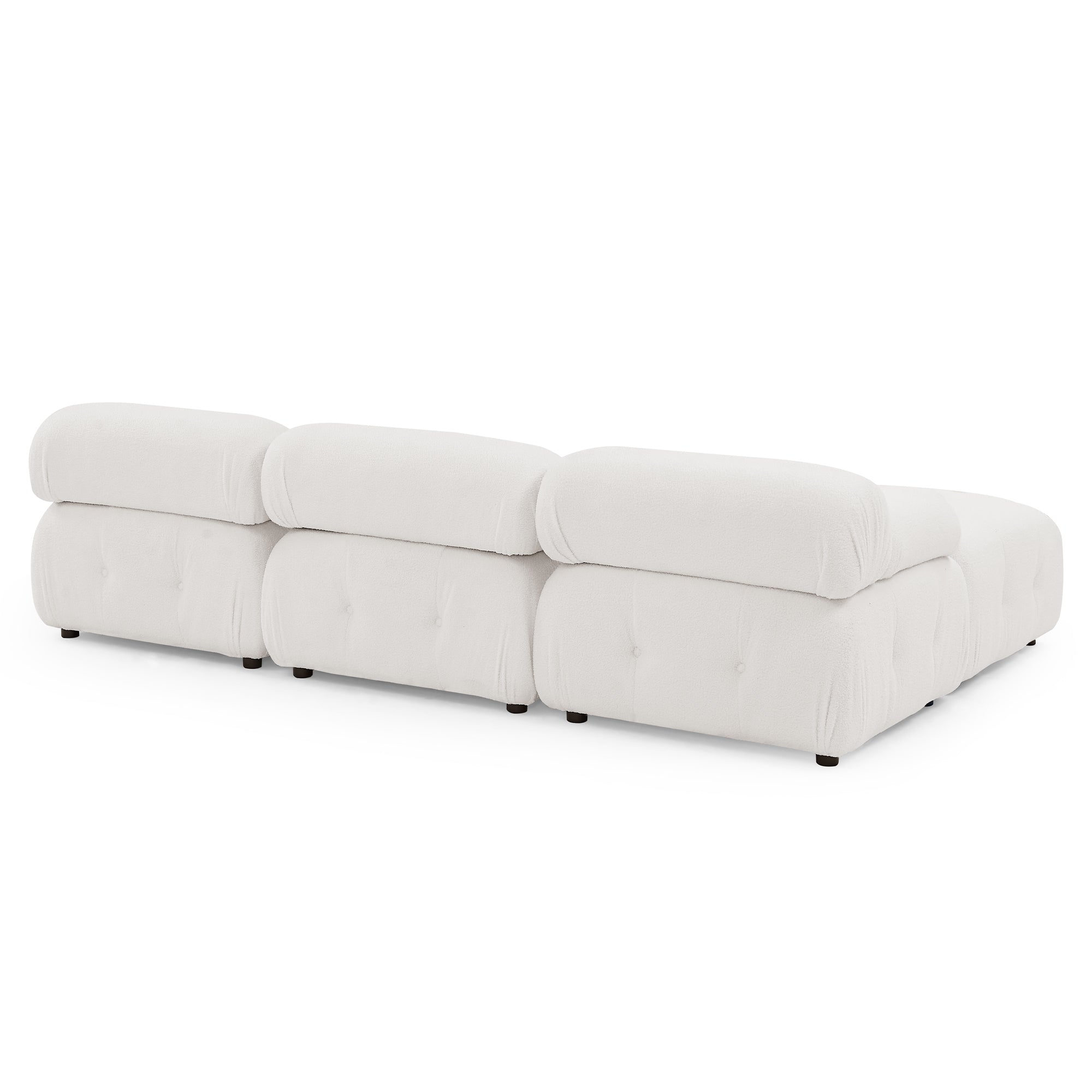 Modular Sectional Sofa, Button Tufted Designed and DIY Combination,L Shaped Couch with Reversible Ottoman - Ivory Teddy Fabric