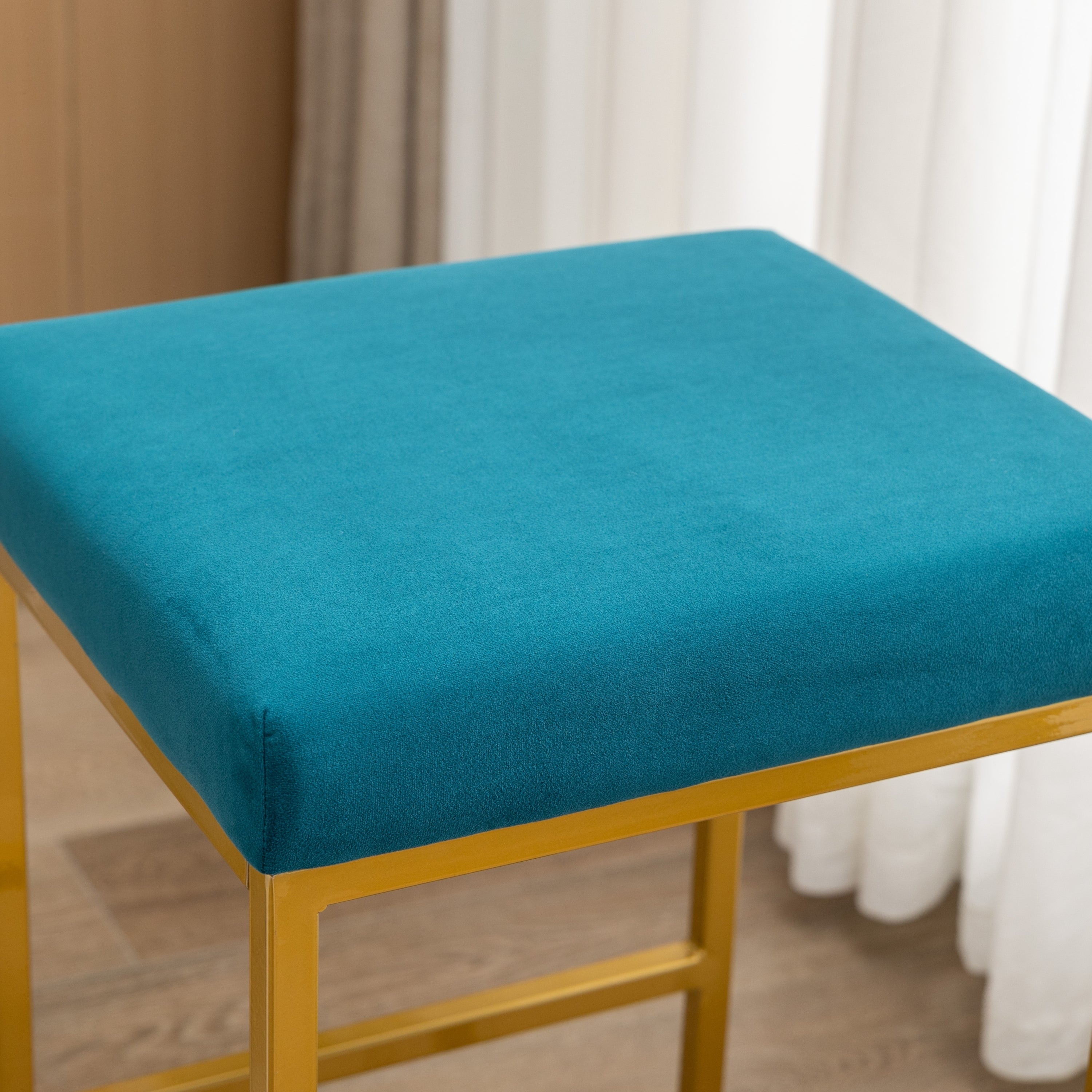 Modern Backless Stool 30 Inch Bar (Set of 2) - Peacock Blue