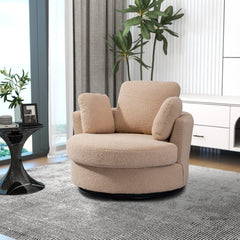 42.2" Cozy Club Chair, Swivel Barrel Chair With 3 Pillows, Swivel Round Sofa Modern Arm Chair - Light Camel