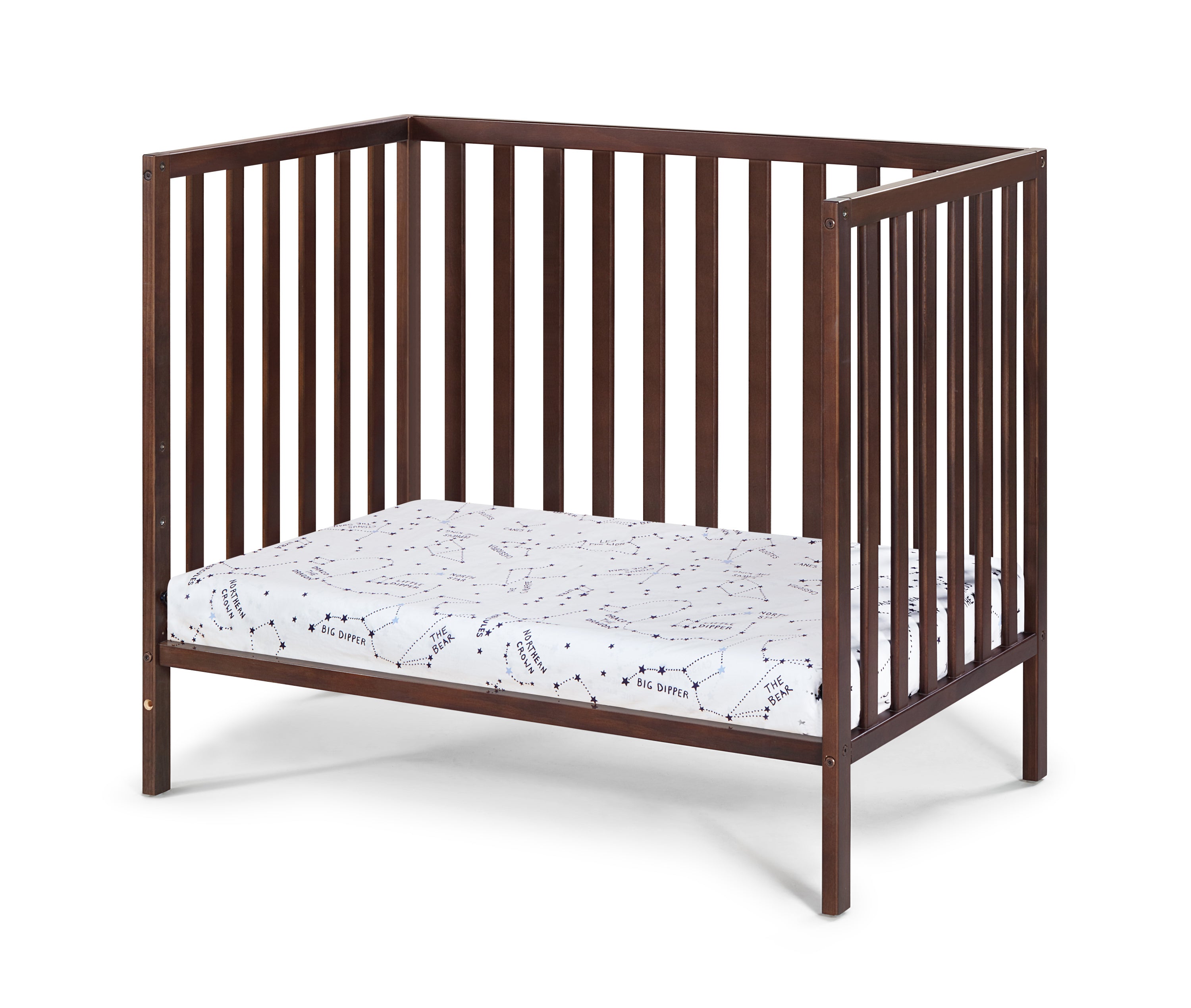 Espresso w/ Mattress pad 3-in-1 Convertible Mini Crib