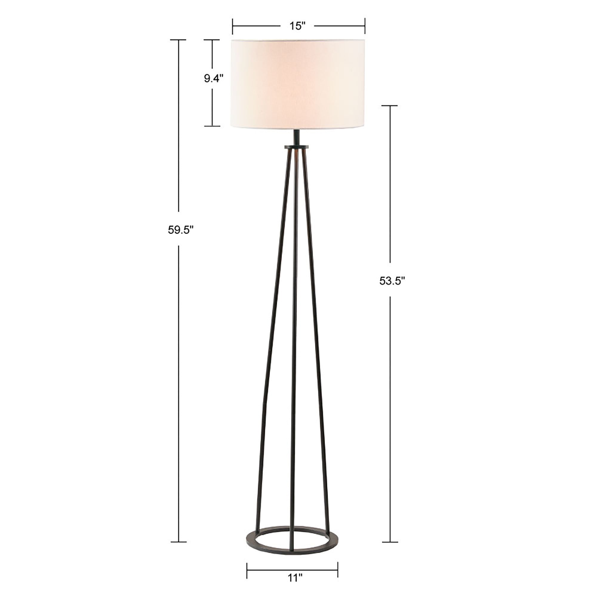 Clyde Metal Tripod Floor Lamp 60"H - Black