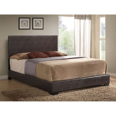 Modern Eastern King Bed - Brown PU