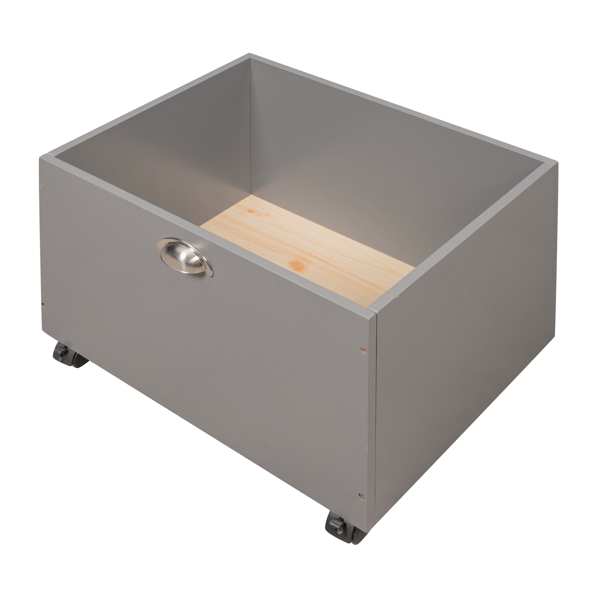 Twin size Loft Wood Bed with Two Storage Boxes - Gray