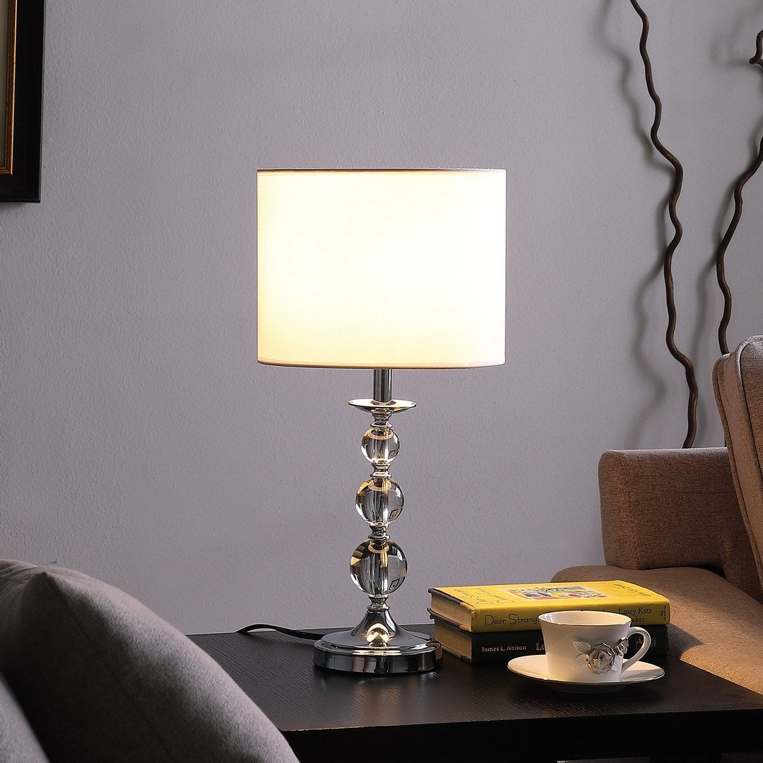 Ascending Solid Crystal Orbs Chrome Table Lamp - Chrome Silver