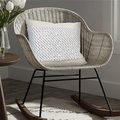 20x20" Square Cotton Accent Throw Pillow, Soft Banded Braided Patchwork - White, Cream