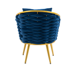 Velvet Accent Chair Upholstered Armchair Tufted with Metal Frame - Blue