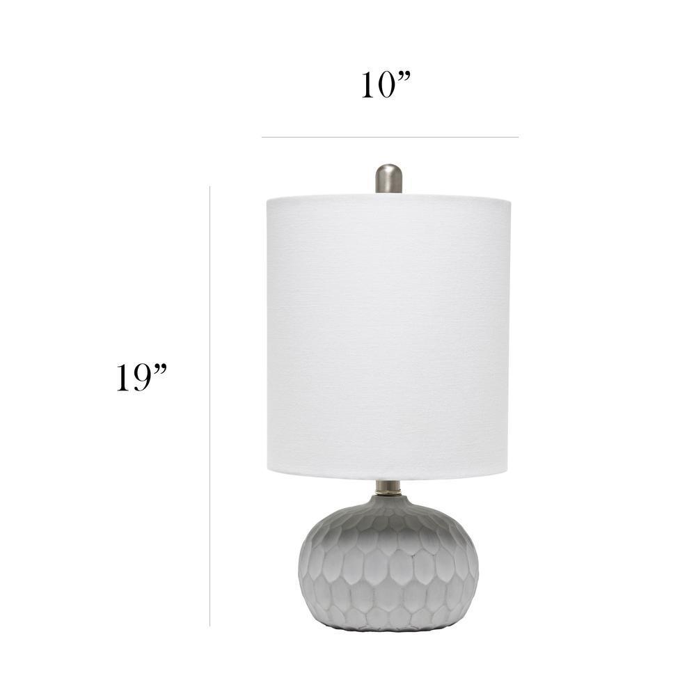 Textured Cement Base Table Lamp with Long White Fabric Drum Shade