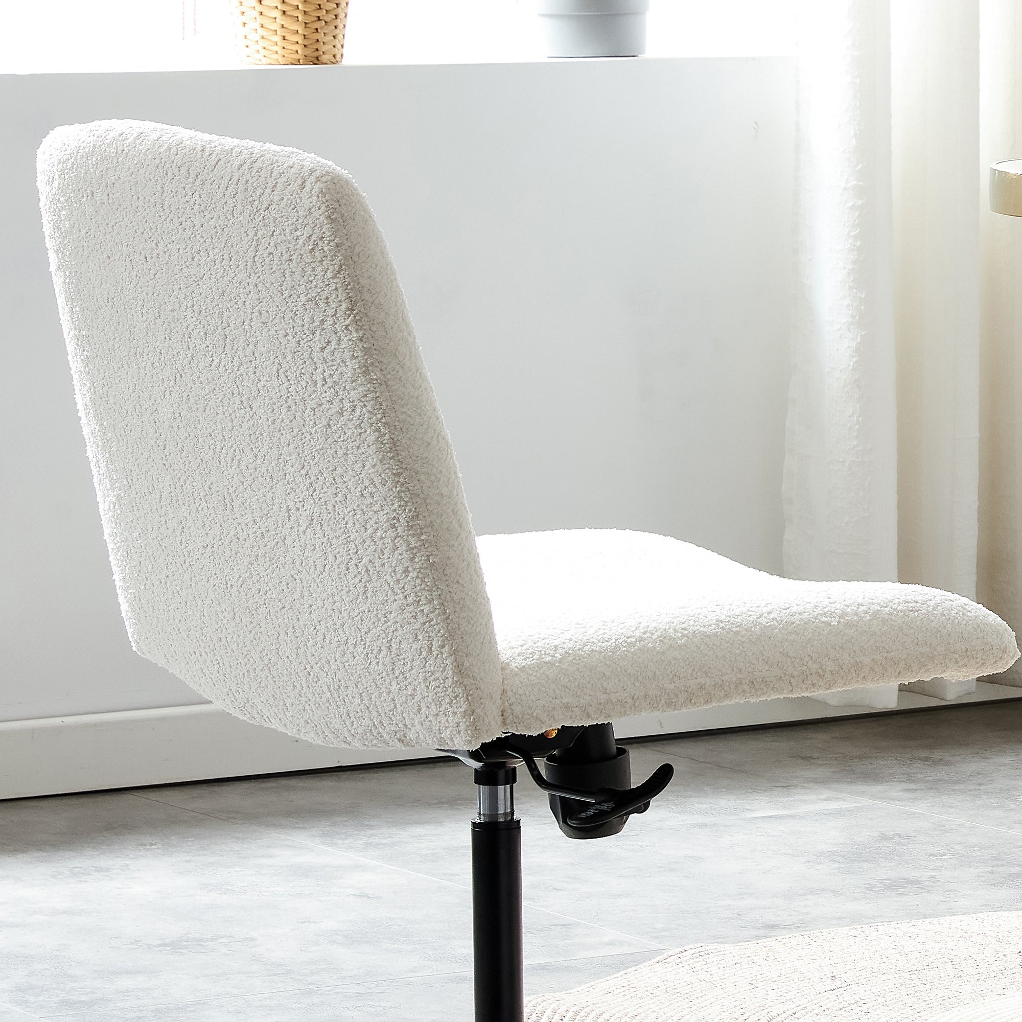 MAICOSY Swivel Home Office Desk Chairs Armless Adjustable 360 Velvet White Chair