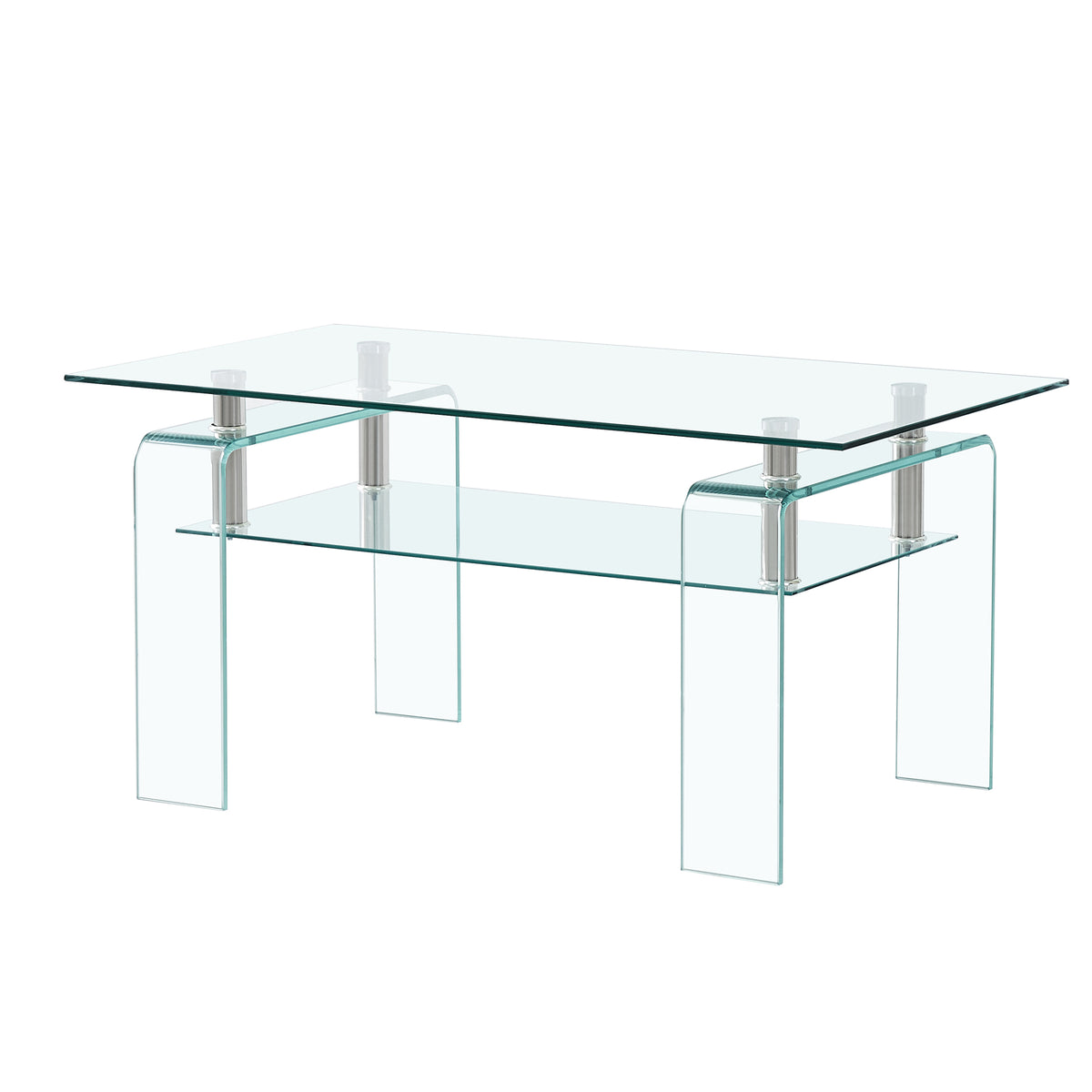 Modern Clear Glass Coffee Table- Tempered Glass